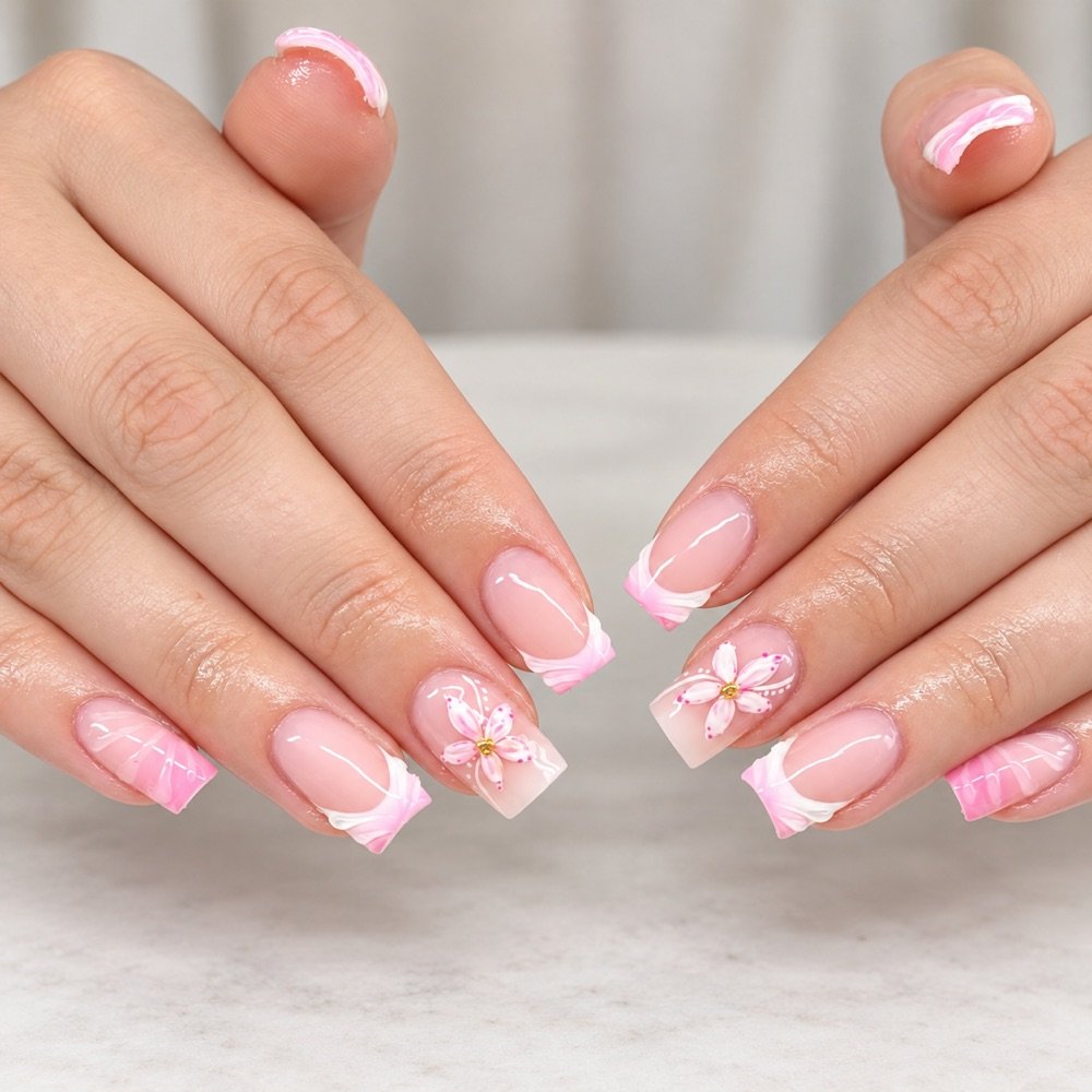 Builder gel nails with a soft pink finish, Winter Park FL