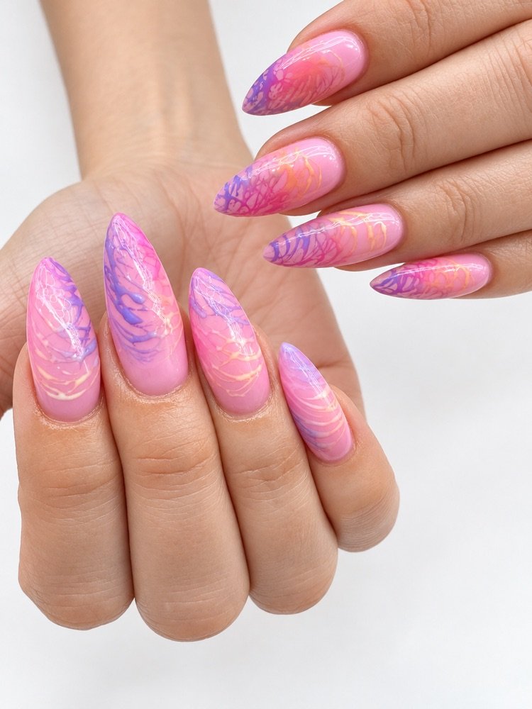 Pink acrylic nails at LUXE NAIL SPA in Winter Park, FL